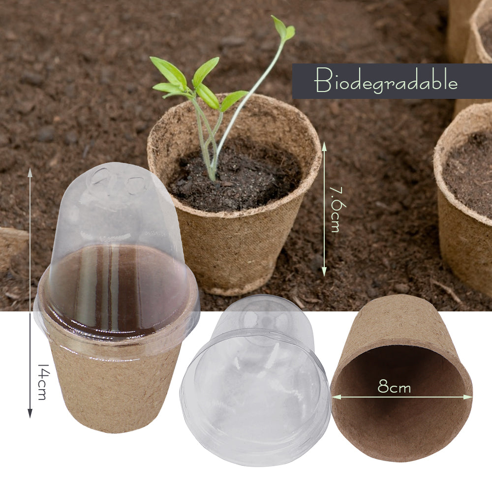 140x80MM Biodegradable Starting Pots with Adjustable Humidity Dome Cover