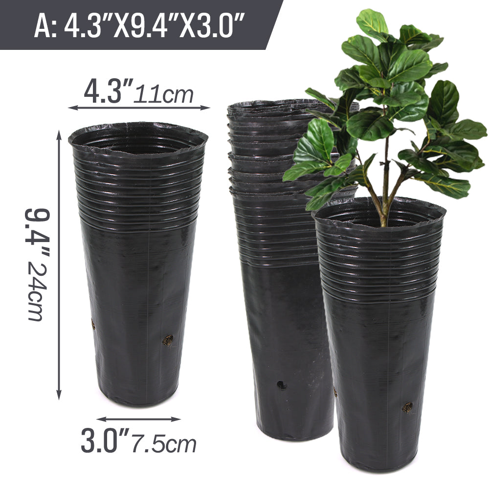 Plastic Deep Plant Nursery Pots, Pack of 50