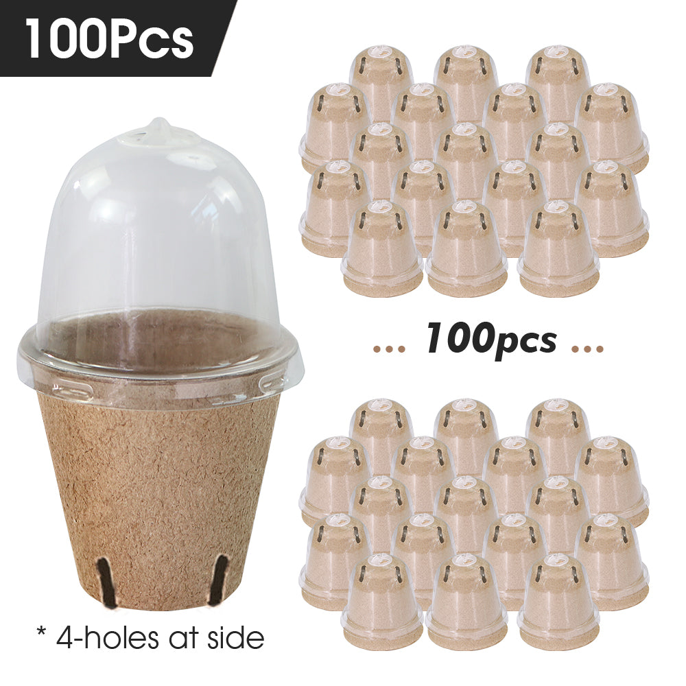 140x80MM Biodegradable Starting Pots with Adjustable Humidity Dome Cover