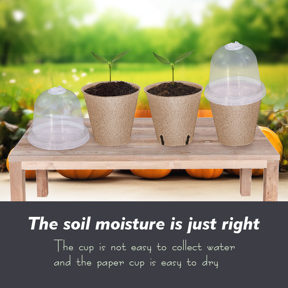 140x80MM Biodegradable Starting Pots with Adjustable Humidity Dome Cover