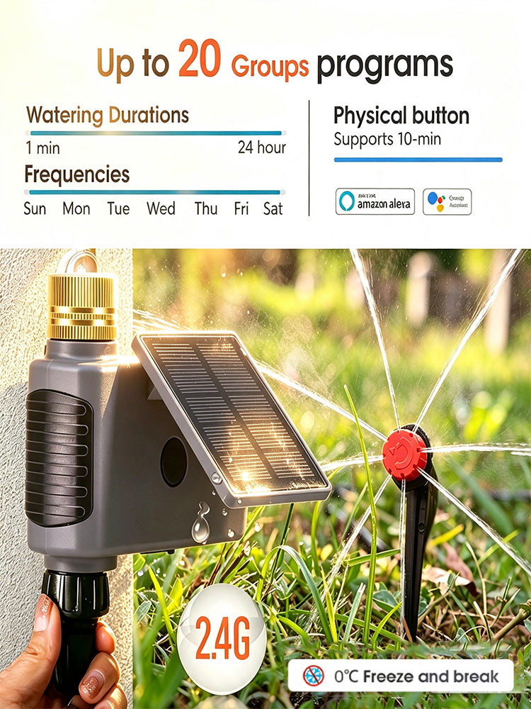 32.8FT Solar WiFi Irrigation Timer Drip Kit