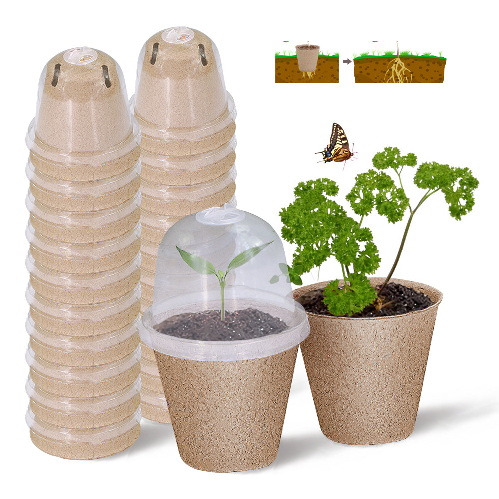 140x80MM Biodegradable Starting Pots with Adjustable Humidity Dome Cover