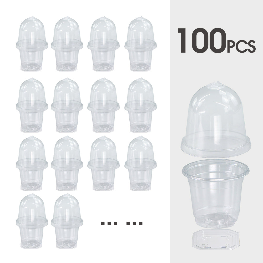 160x90MM Transparent PET Seed Stater Cups with Cover Humidity Dome