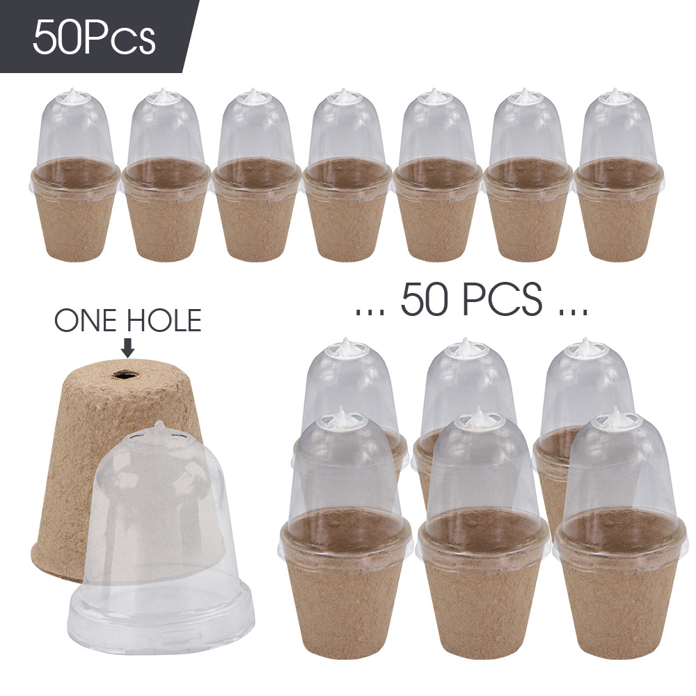 120x60MM Biodegradable Nursery Seedling Cups with Transparent Humidity Dome Cover