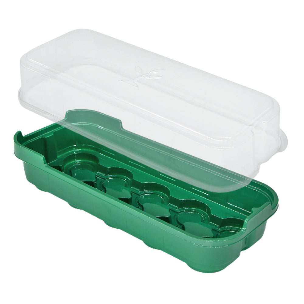 10-Cell (1.42'' Cell) Seedling Trays with Transparent Cover, Hydroponic Garden Grow Cultivating Box, Set of 10