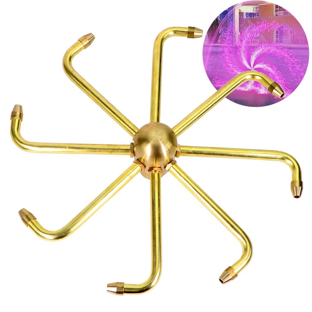 8-Arm Rotating Brass Fountain Nozzle, Automatic Rotary Windmill for Garden, Piazza, Pond, Landscape Decoration Sprinkler