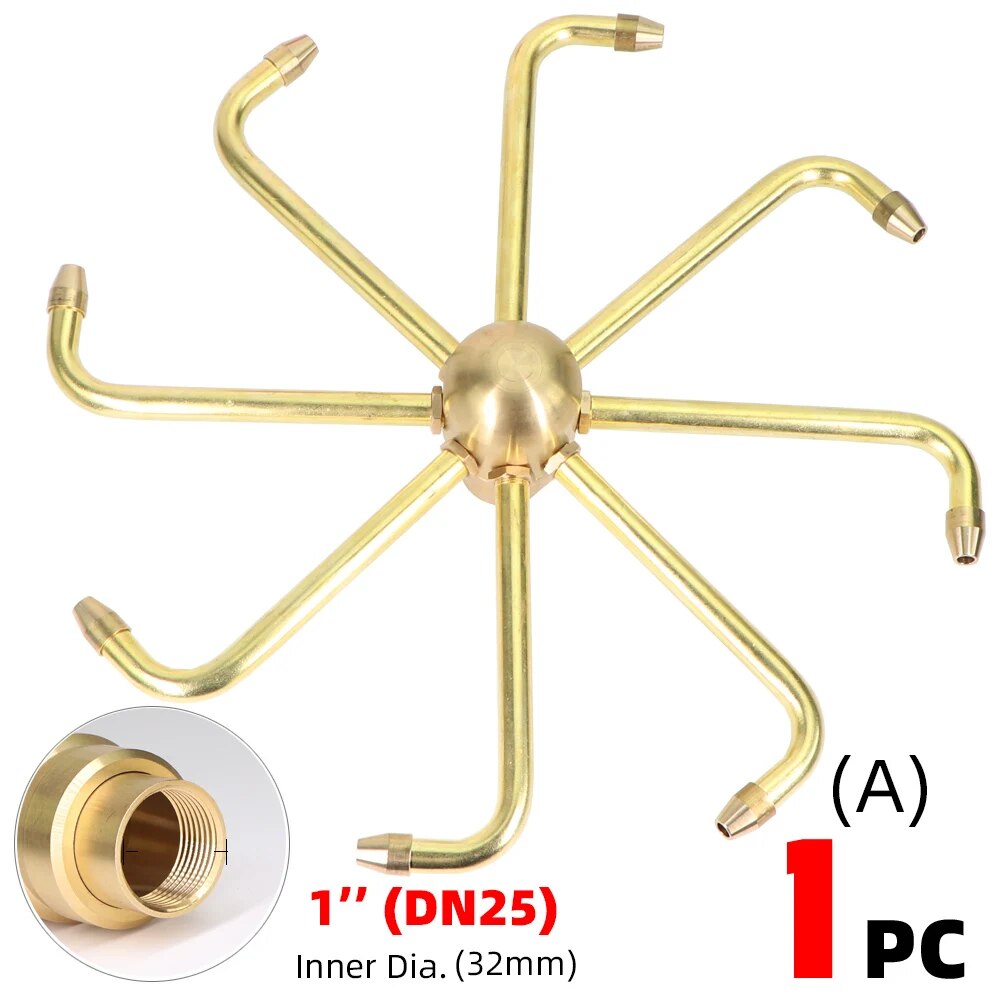 8-Arm Rotating Brass Fountain Nozzle, Automatic Rotary Windmill for Garden, Piazza, Pond, Landscape Decoration Sprinkler