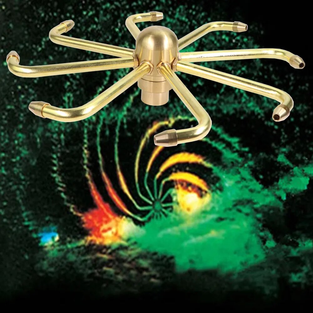 8-Arm Rotating Brass Fountain Nozzle, Automatic Rotary Windmill for Garden, Piazza, Pond, Landscape Decoration Sprinkler
