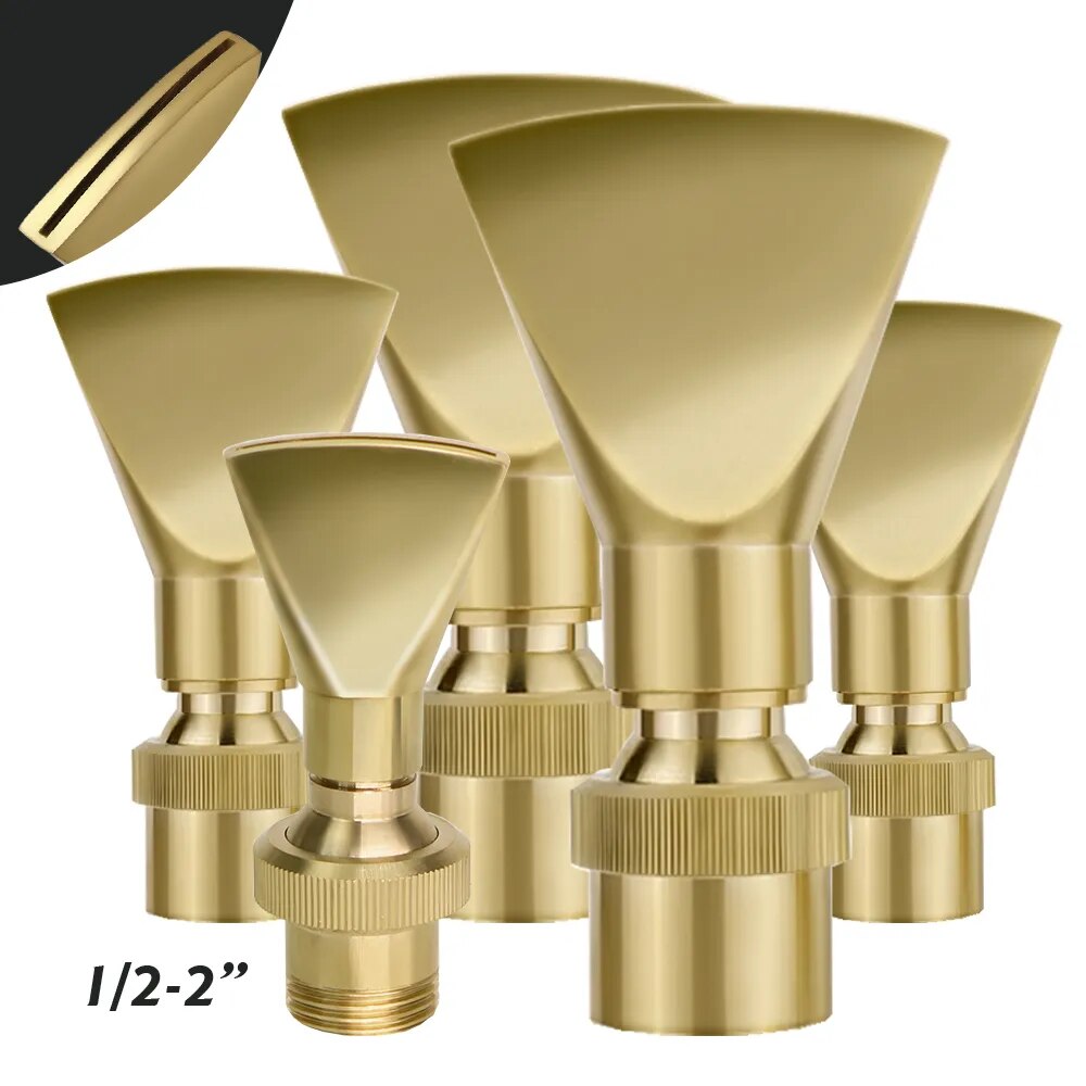 Fan-Shaped Fountain Nozzle, Brass Jet Water Sprinkler for Pond, Garden, Outdoor Spray Decoration