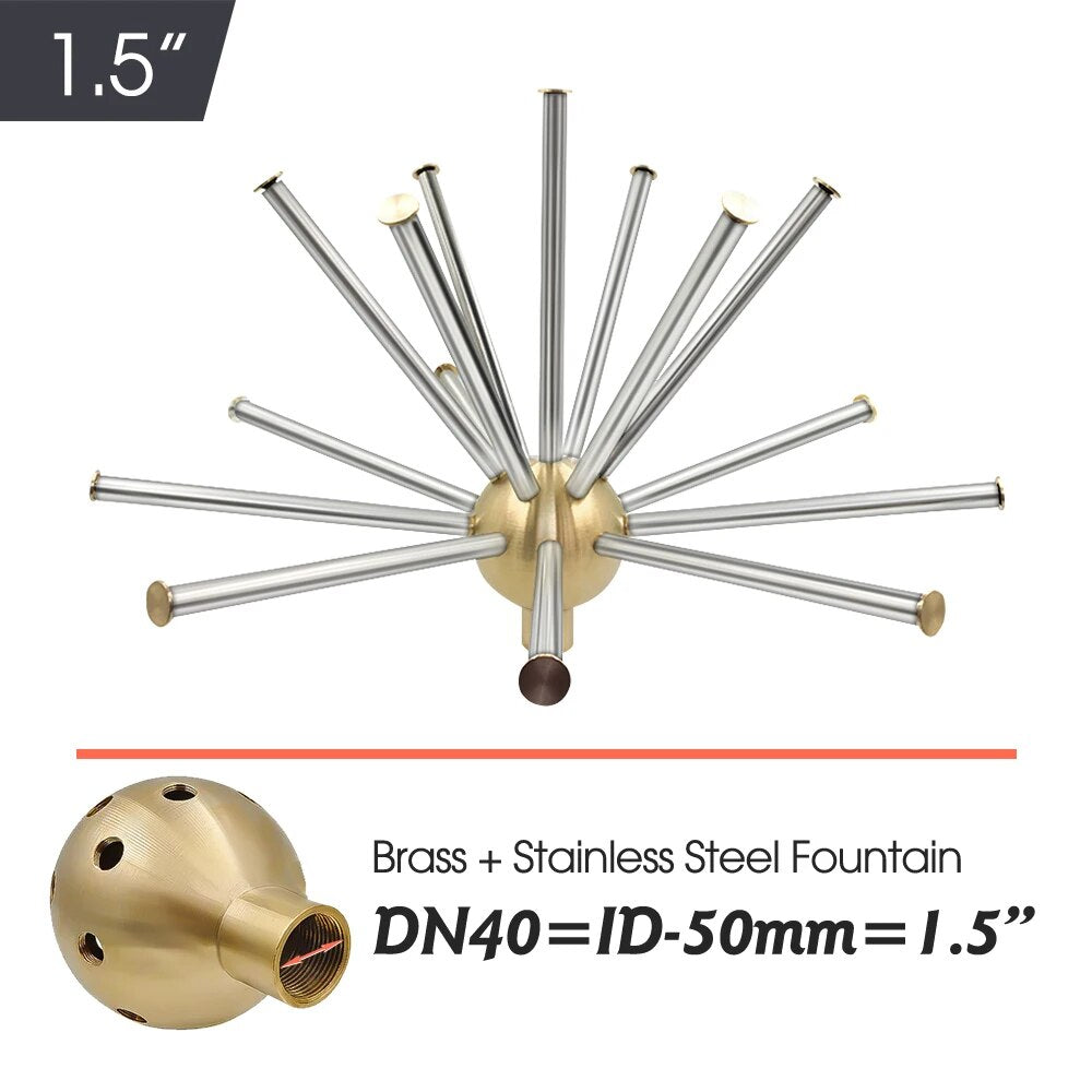 Female Half Dendelion Shape Fountain Nozzles, Brass Ball Stainless Steel Tubing Sprinklers for Pond Park Hotal Decoration