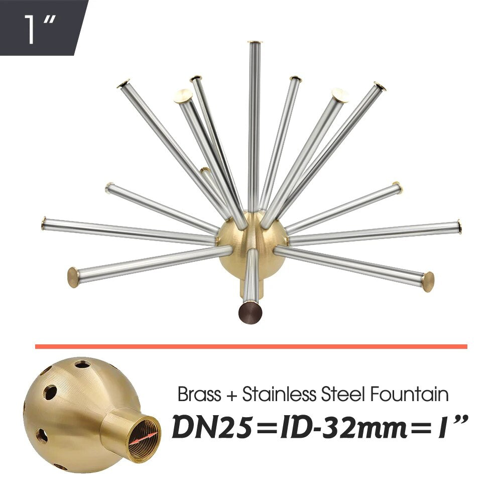 Female Half Dendelion Shape Fountain Nozzles, Brass Ball Stainless Steel Tubing Sprinklers for Pond Park Hotal Decoration