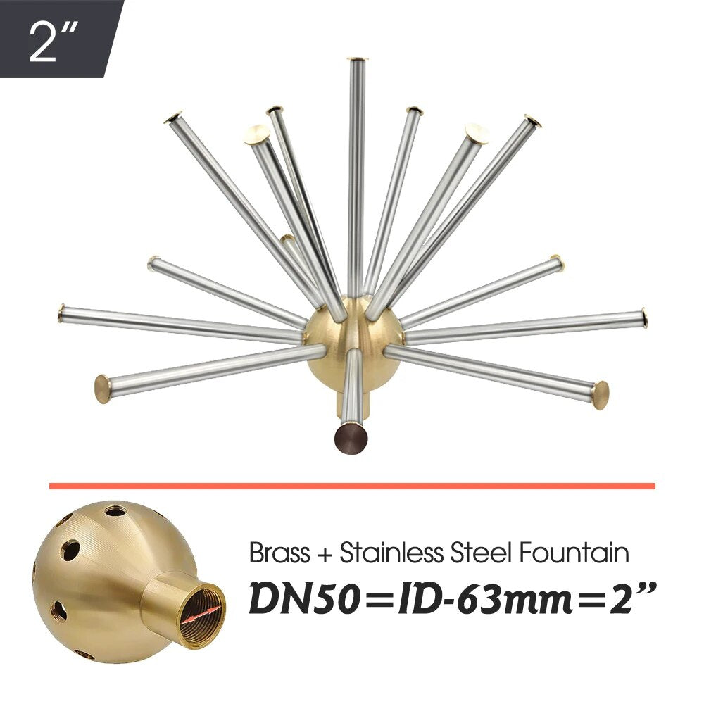 Female Half Dendelion Shape Fountain Nozzles, Brass Ball Stainless Steel Tubing Sprinklers for Pond Park Hotal Decoration