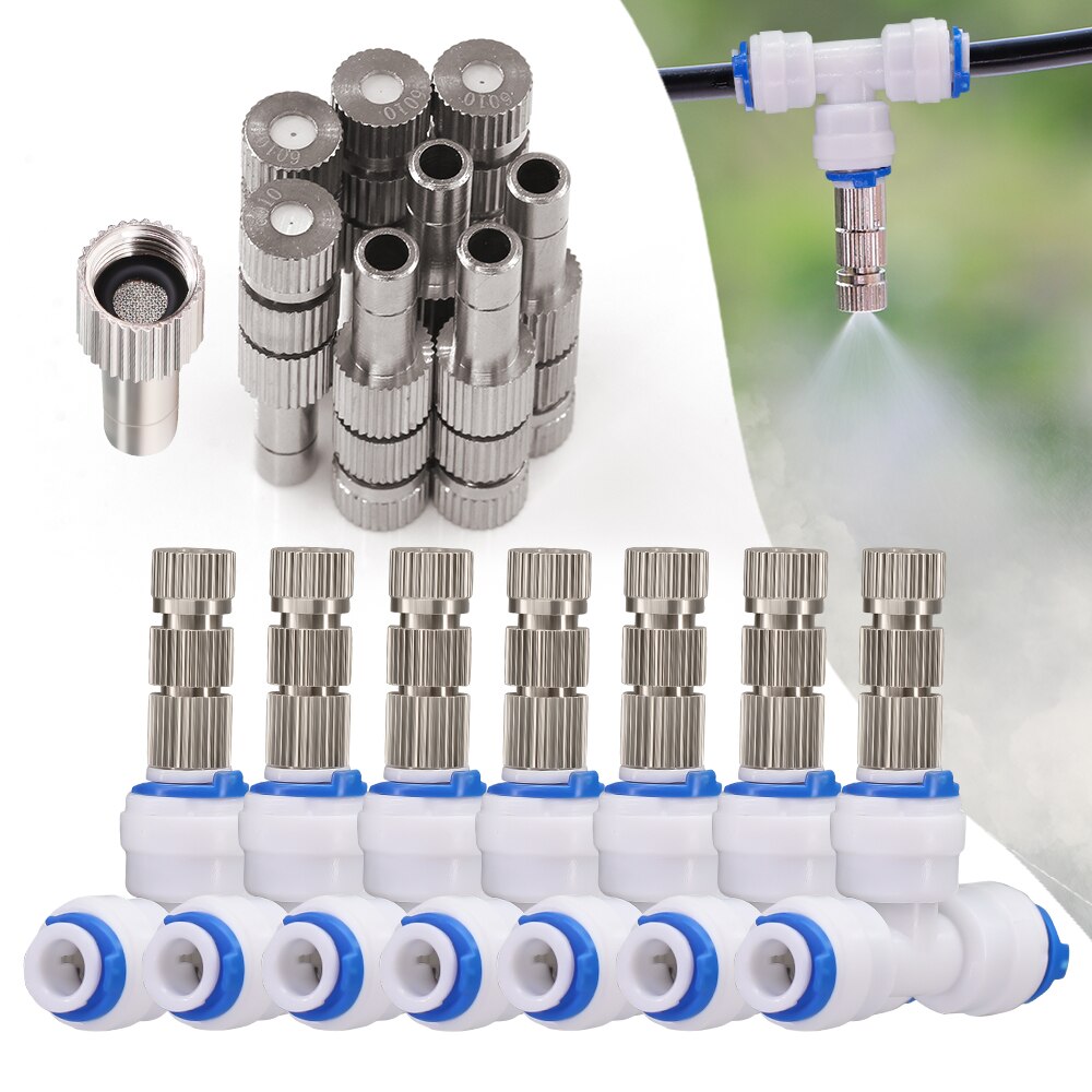 10PCS 6mm Low Pressure Misting Nozzle with Built-in Filter for Cooling System