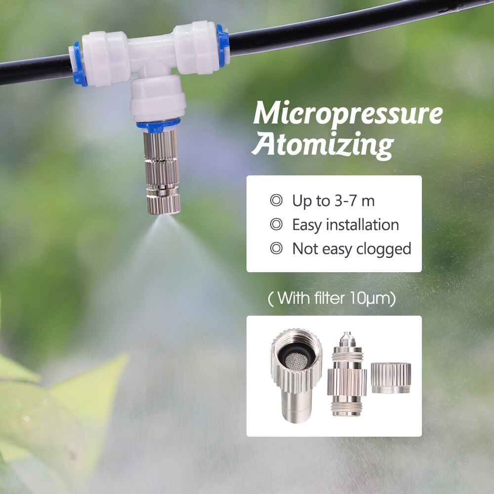 10PCS 6mm Low Pressure Misting Nozzle with Built-in Filter for Cooling System