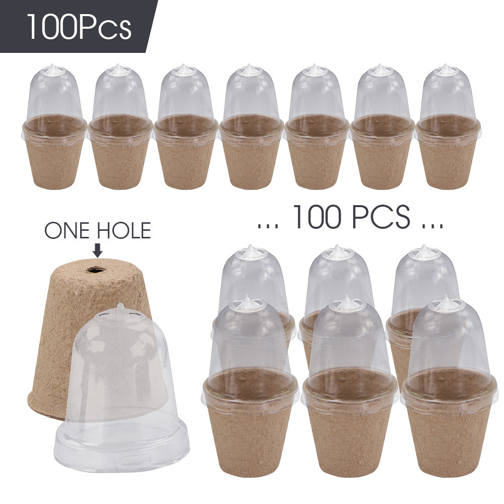 120x60MM Biodegradable Nursery Seedling Cups with Transparent Humidity Dome Cover