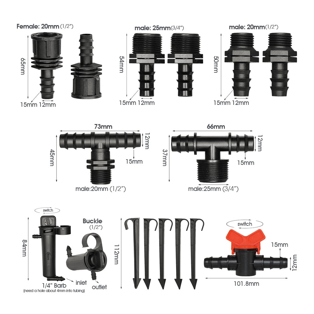 16MM PE Tubing Coupling Adapters, Set of 15