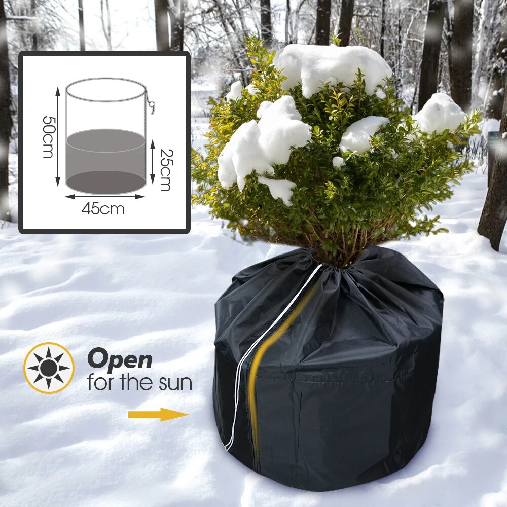 Thermal Pot Protector, Winter Protection for Plants, Frost Protection Bag with Drawstring for Potted Plants, Set of 2