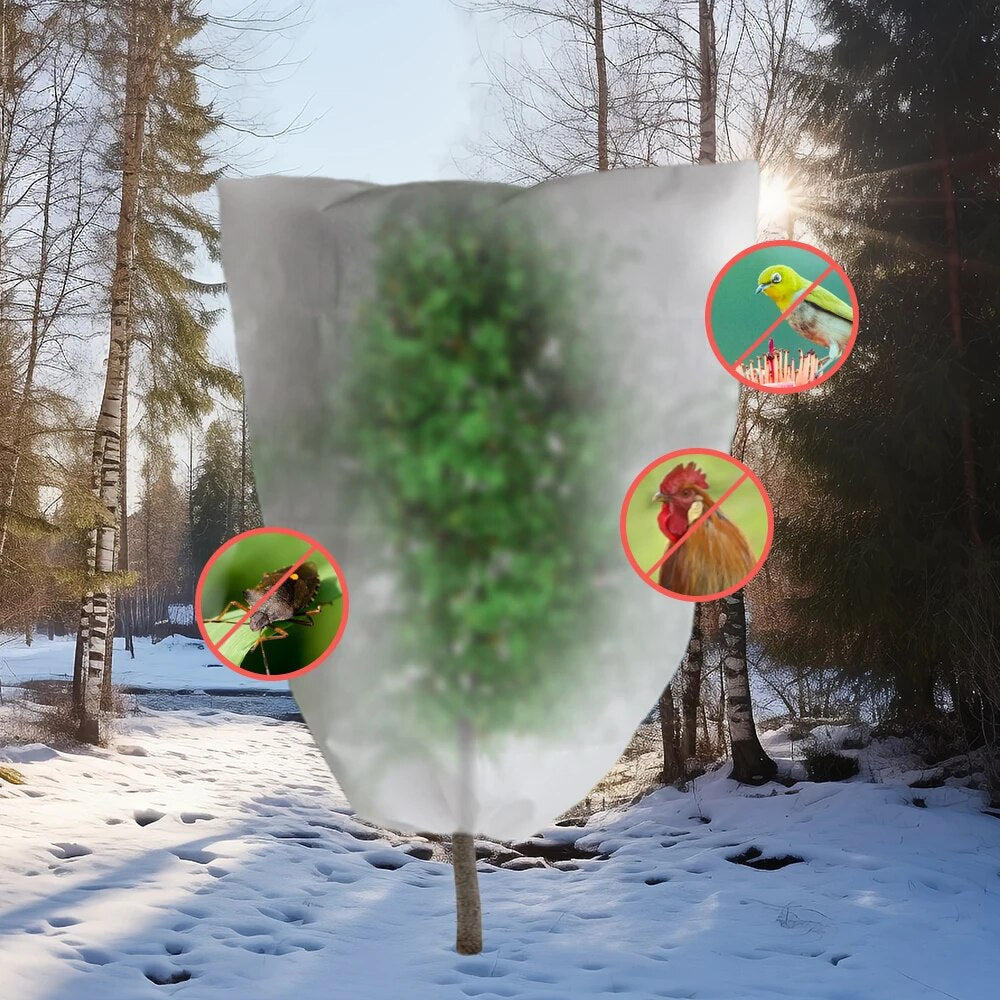 Plant Covers Freeze Protection, Winter Cold Weather Frost Blankets Shrub Jacket with Drawstring, Set of 2