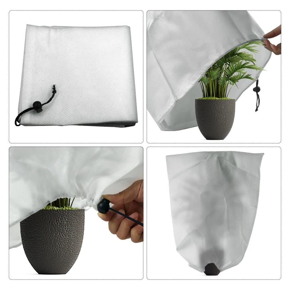 Plant Covers Freeze Protection, Winter Cold Weather Frost Blankets Shrub Jacket with Drawstring, Set of 2