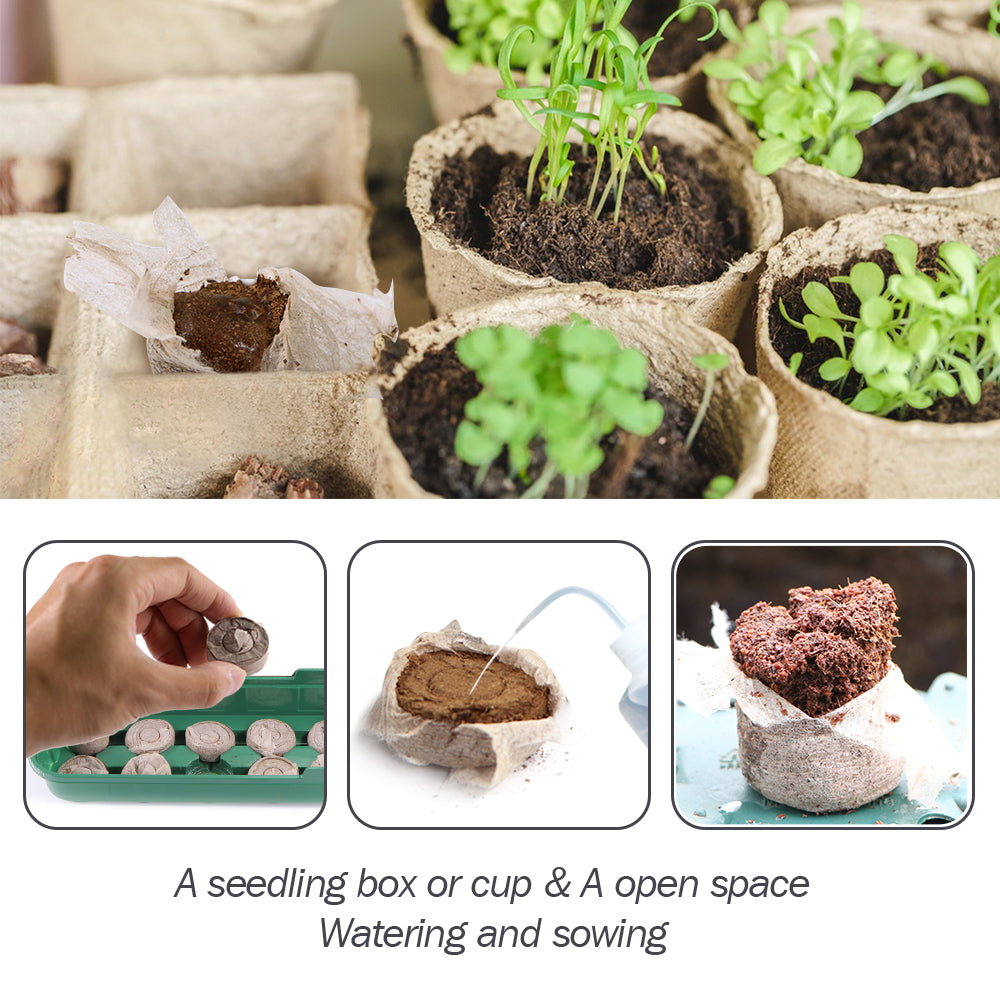 36mm (1.42'') Compressed Peat Pellet Fiber Soil, Plant Seed Starters Nursery Pallet Seedling Soil Block, Set of 50