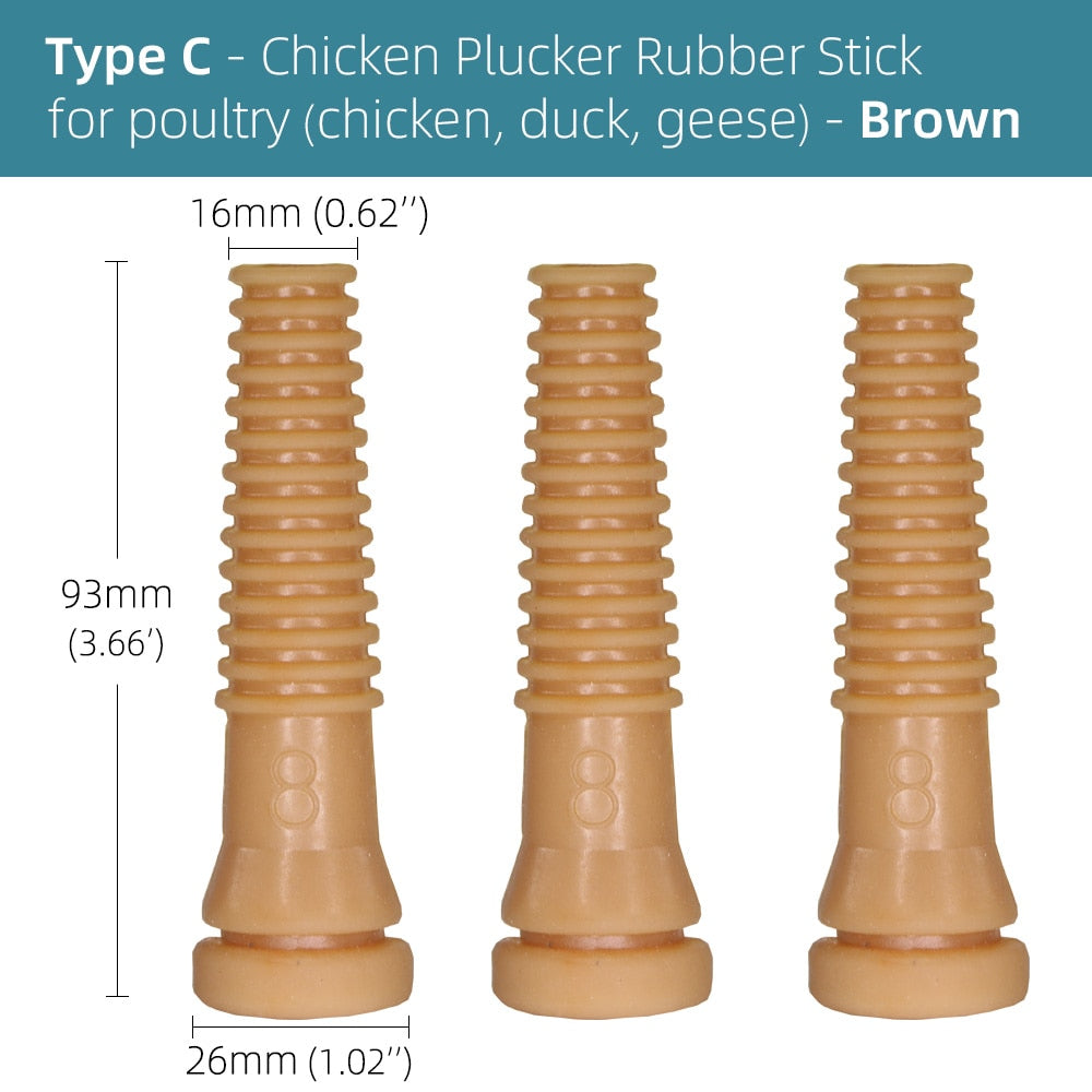 Chicken Plucker, Poultry Plucking Hair Removal Stick, Natual Rubber Replacement