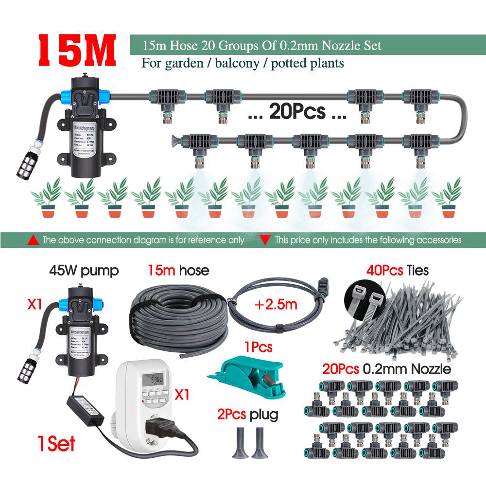 45W Self-priming Pump Misting System for Cooling, Watering, Dedusting