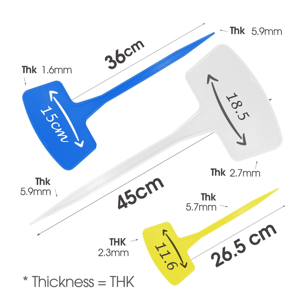 Extra Large and Thickened Tee Outdoor Plant Markers, Set of 16