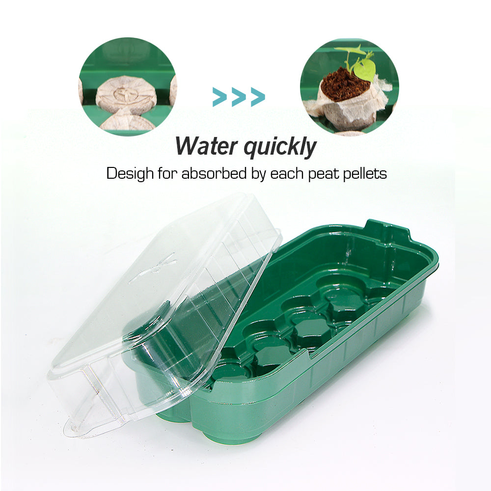 10-Cell (1.42'' Cell) Seedling Trays with Transparent Cover, Hydroponic Garden Grow Cultivating Box, Set of 10