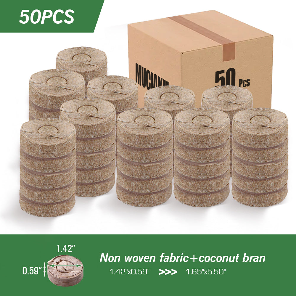 36mm (1.42'') Compressed Peat Pellet Fiber Soil, Plant Seed Starters Nursery Pallet Seedling Soil Block, Set of 50