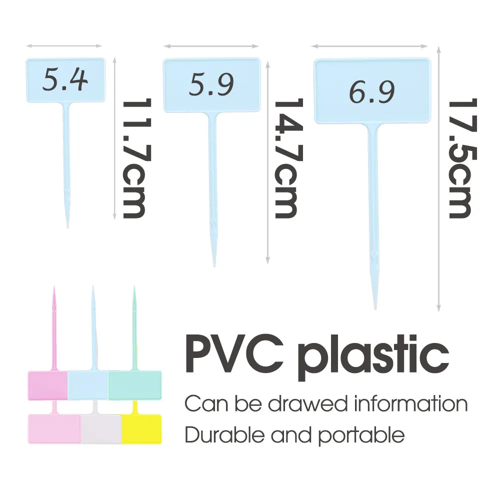 Standard Thickened Tee Plant Labels, Height 11.7cm, 14.7cm, 17.5cm, Set of 60