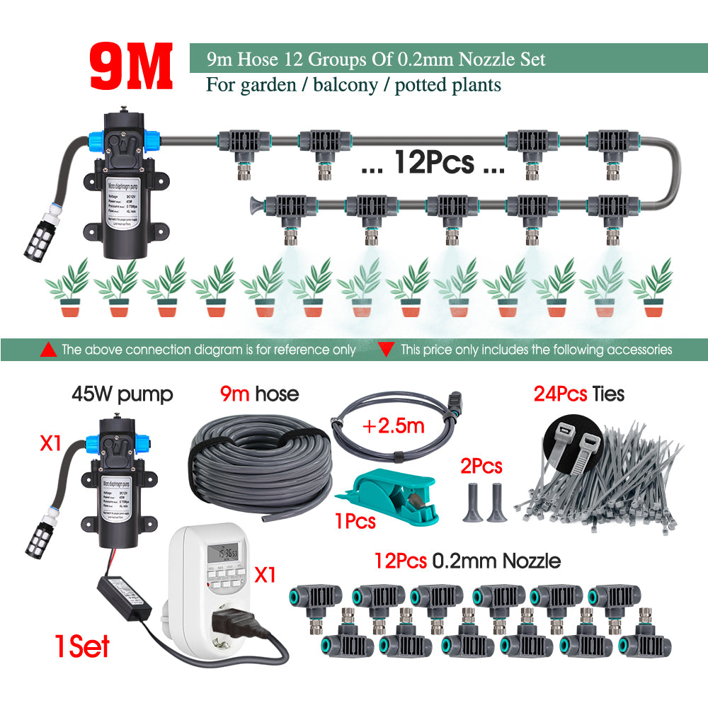 45W Self-priming Pump Misting System for Cooling, Watering, Dedusting
