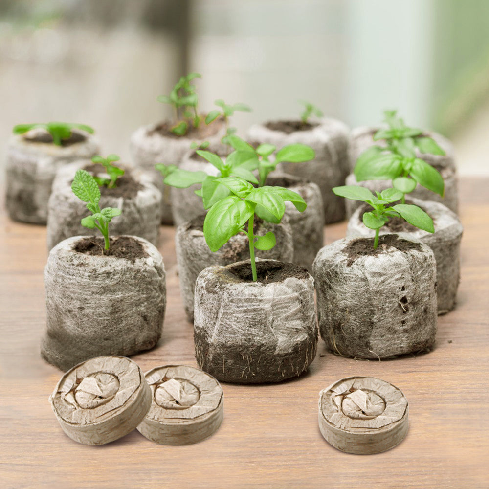 36mm (1.42'') Compressed Peat Pellet Fiber Soil, Plant Seed Starters Nursery Pallet Seedling Soil Block, Set of 50