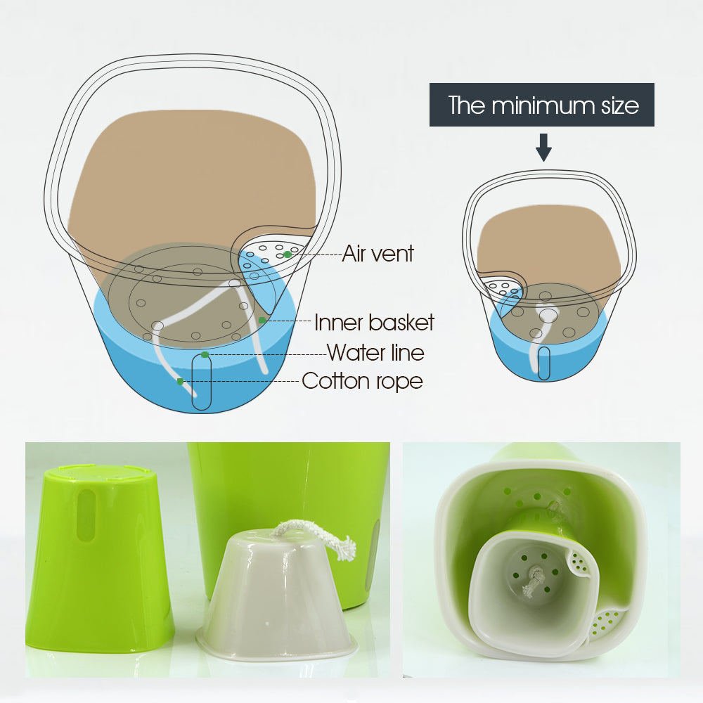 Plastic Planter Pots for Indoor Outdoor Plants, Self Watering Flower Pots, Pack of 3