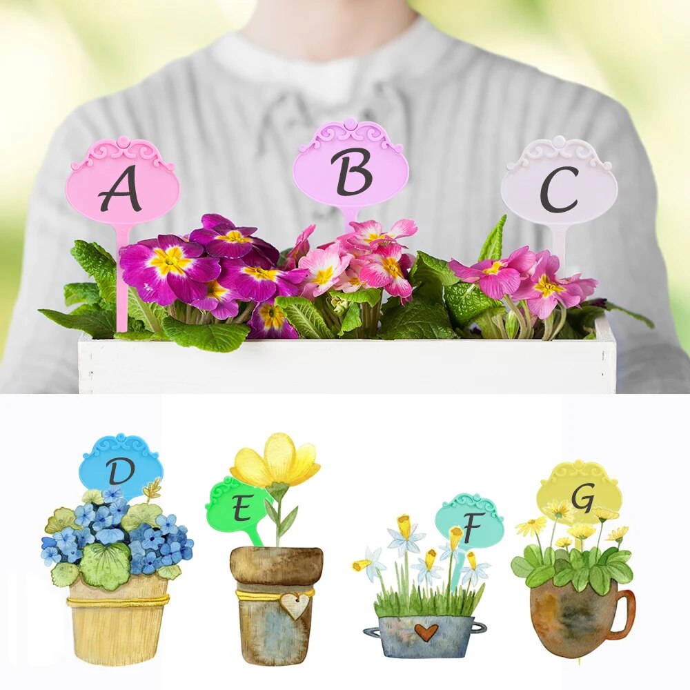 16x6.7cm (6.3''x2.6'') Flower-shaped Garden Plastic Plant Label, Pack of 18
