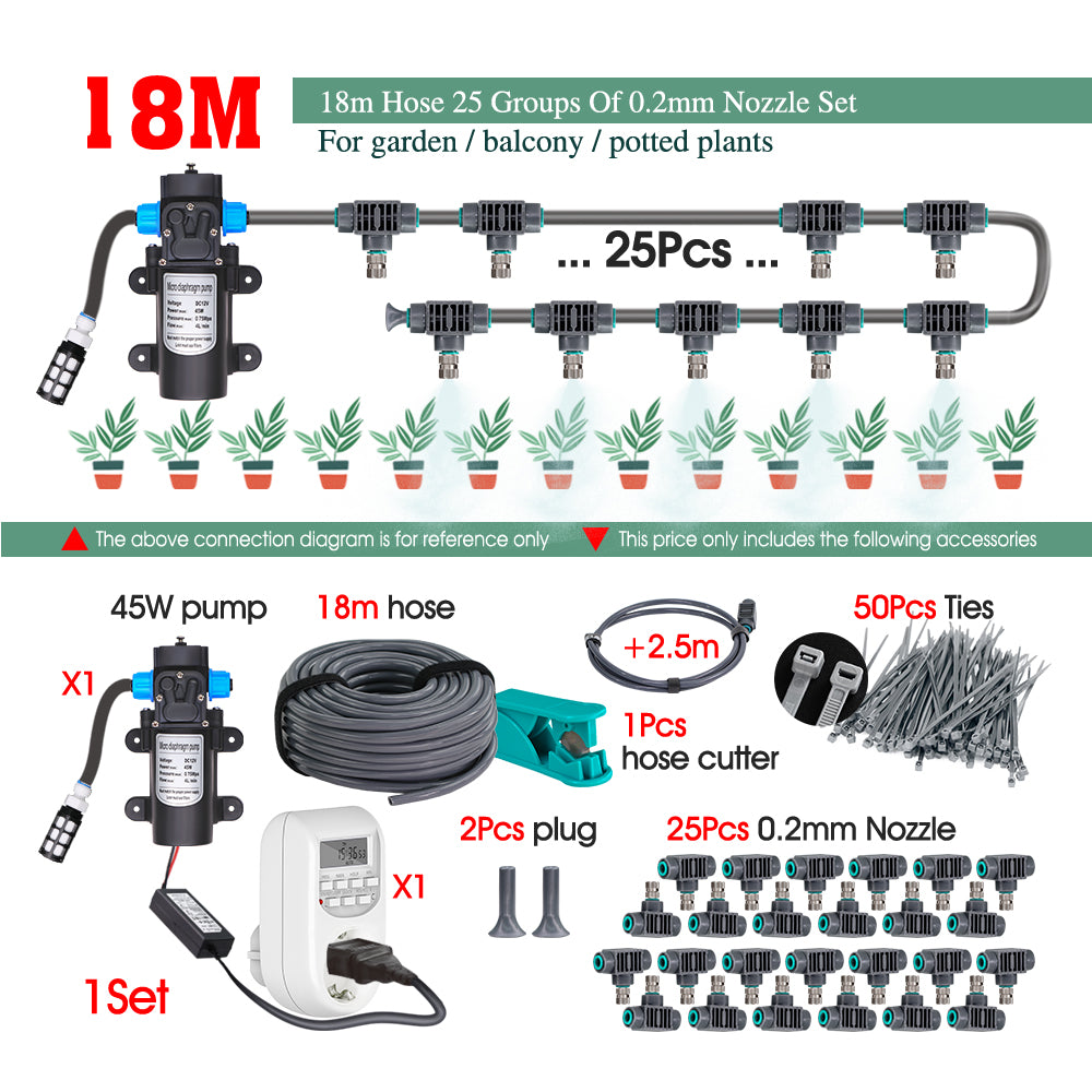45W Self-priming Pump Misting System for Cooling, Watering, Dedusting