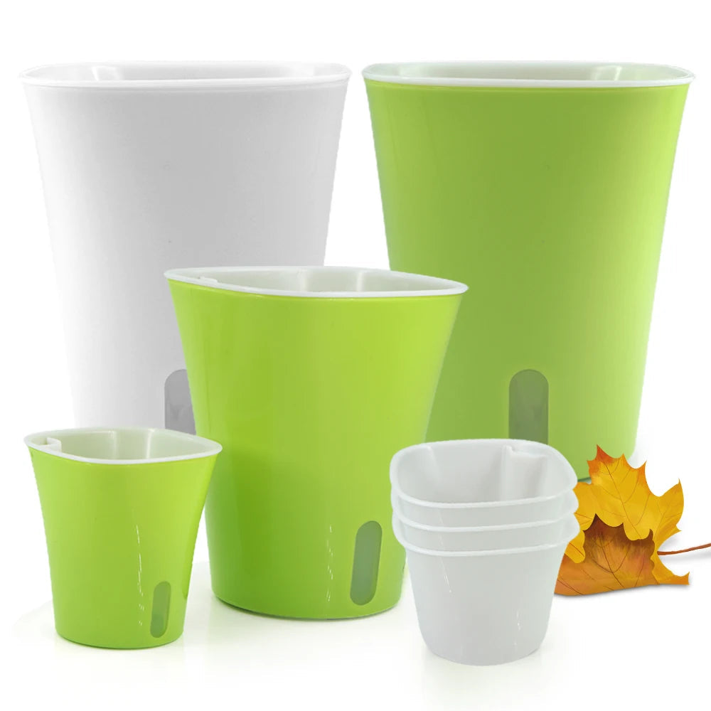 Plastic Planter Pots for Indoor Outdoor Plants, Self Watering Flower Pots, Pack of 3