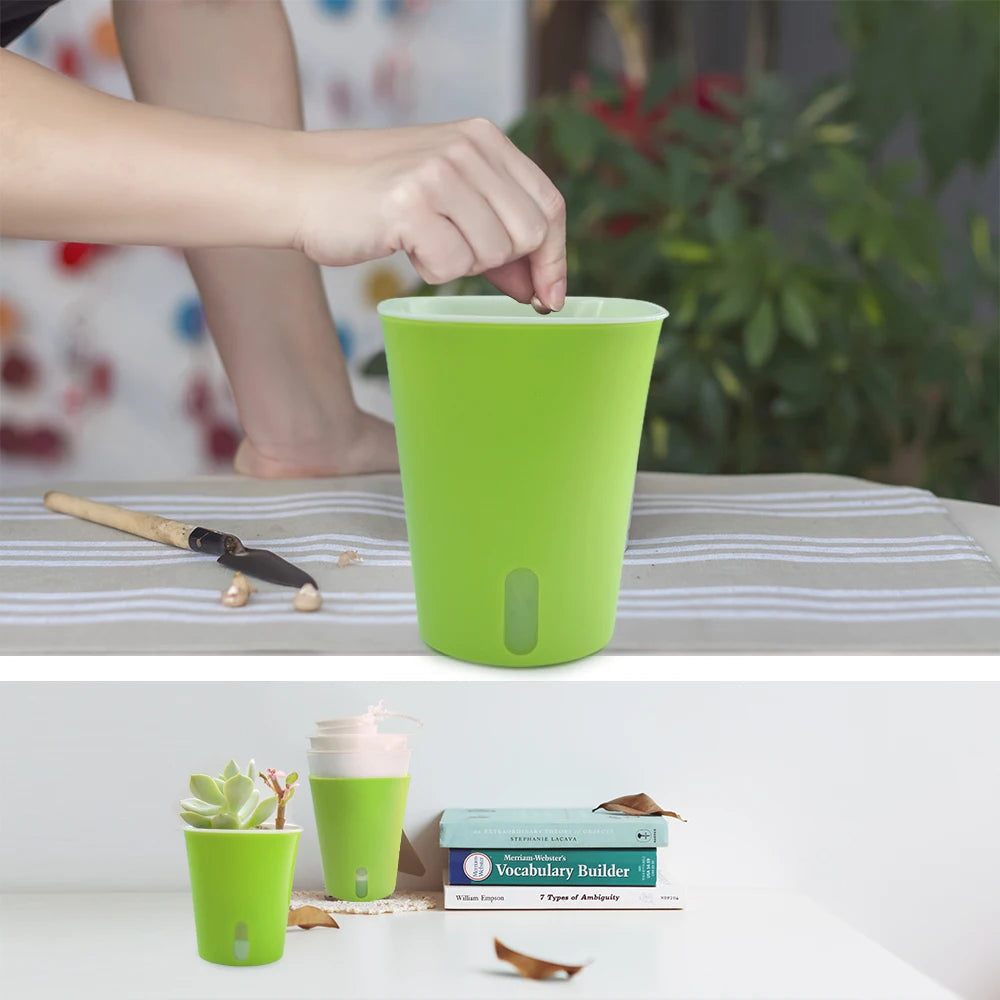 Plastic Planter Pots for Indoor Outdoor Plants, Self Watering Flower Pots, Pack of 3