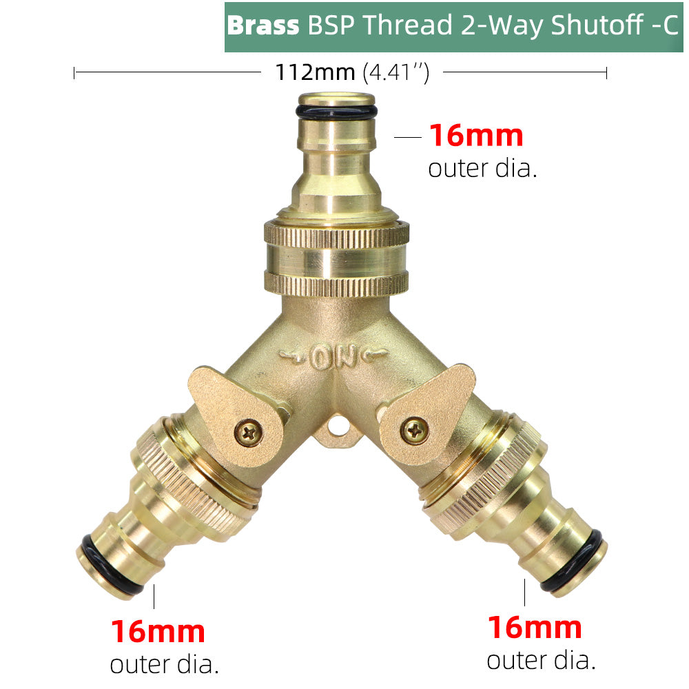 3/4'' 2-Way Heavy Duty Brass Garden Hose Connector
