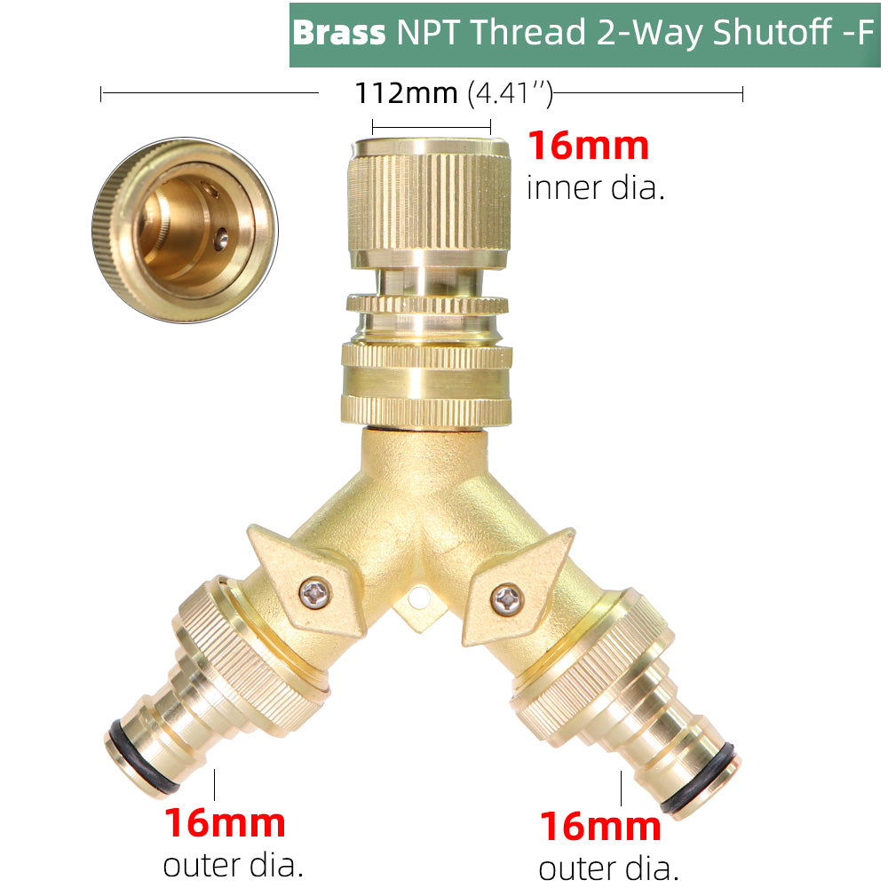 3/4'' 2-Way Heavy Duty Brass Garden Hose Connector