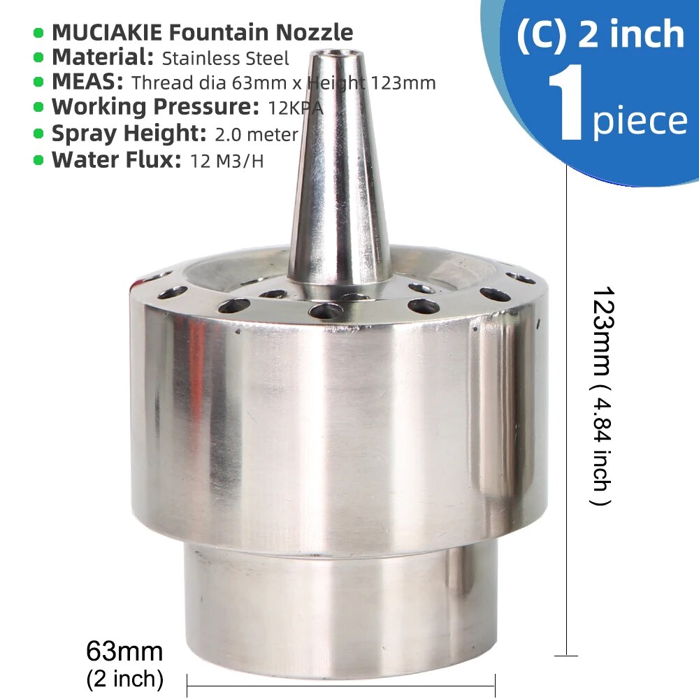 Stainless Steel Column Type Fountain Nozzle, Blossom Water Sprinkler