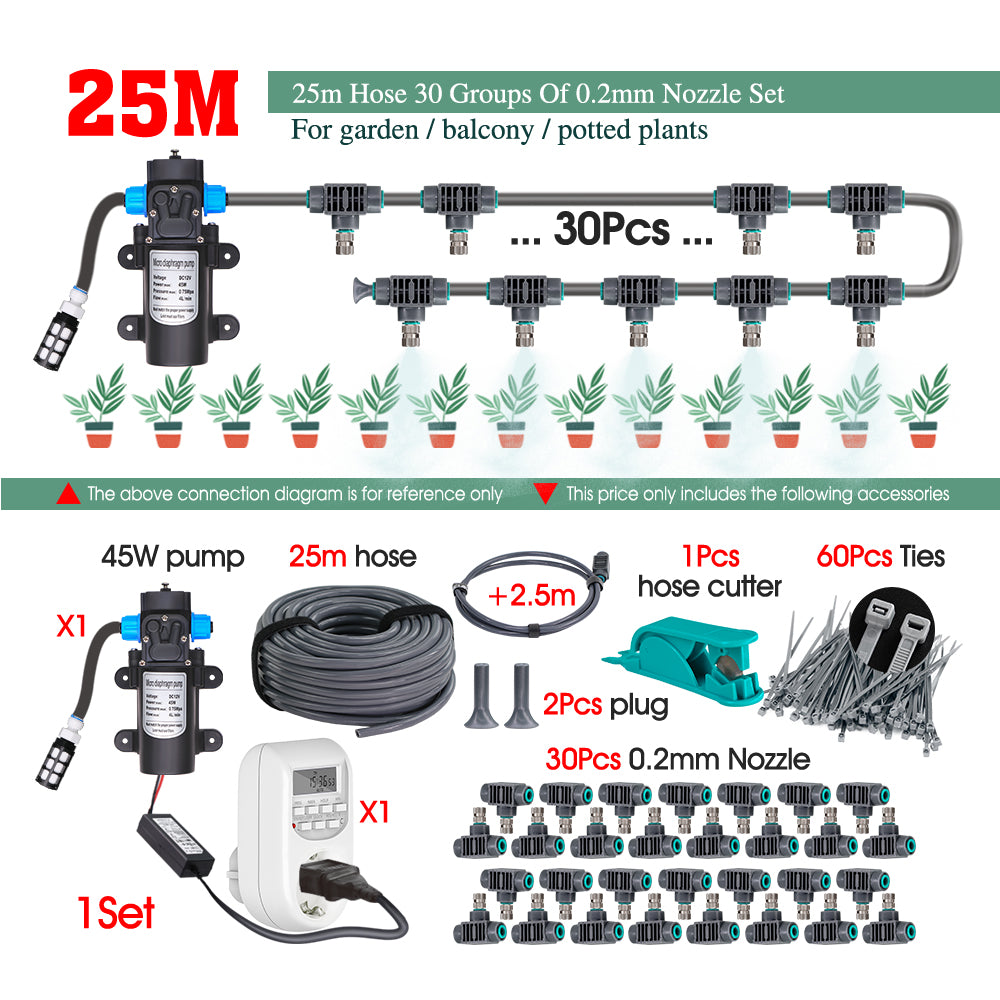 45W Self-priming Pump Misting System for Cooling, Watering, Dedusting