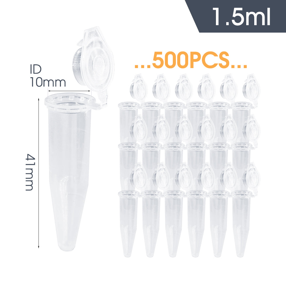 1.5ML Polypropylene Microcentrifuge Centrifuge Tube with Cap, Set of 500