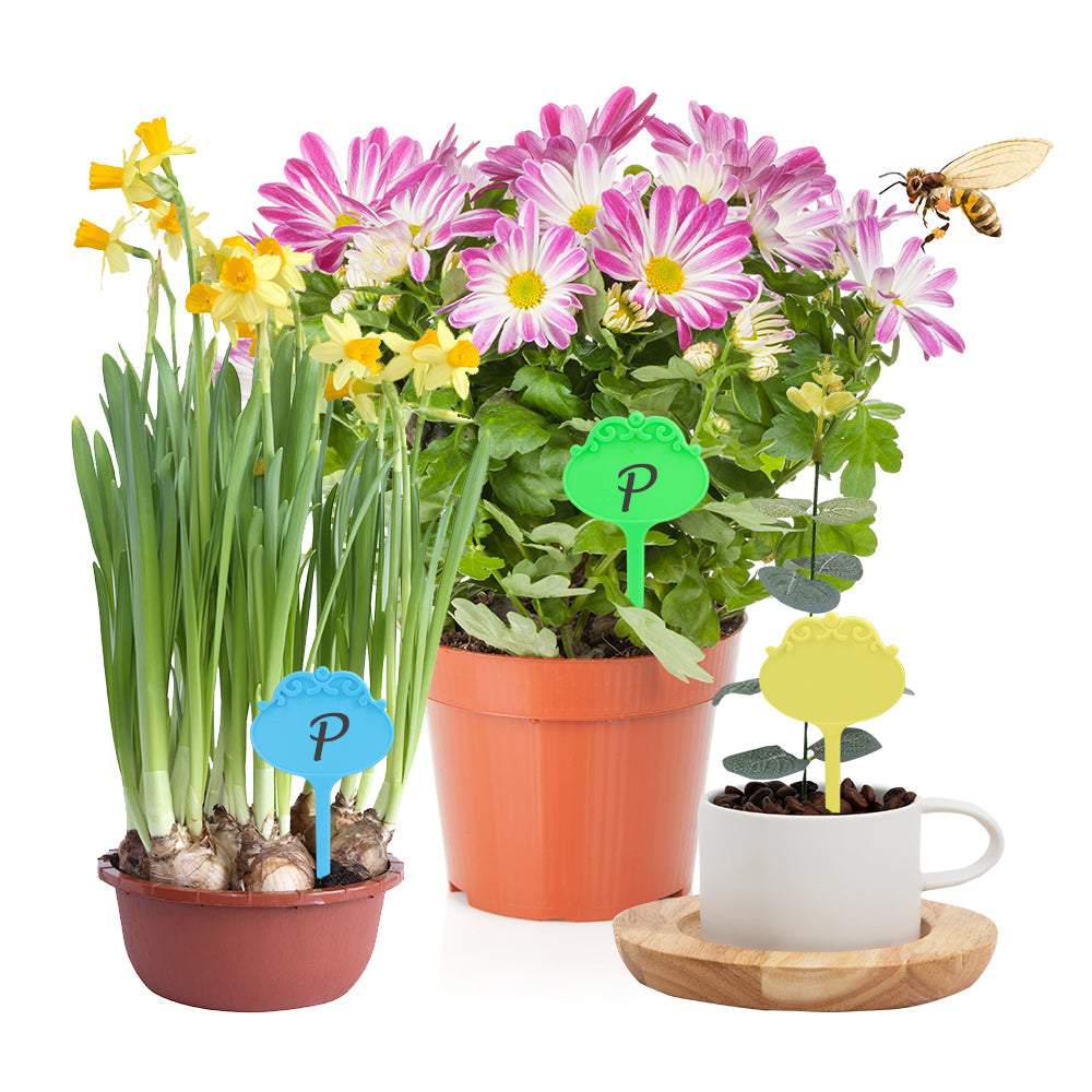 16x6.7cm (6.3''x2.6'') Flower-shaped Garden Plastic Plant Label, Pack of 18
