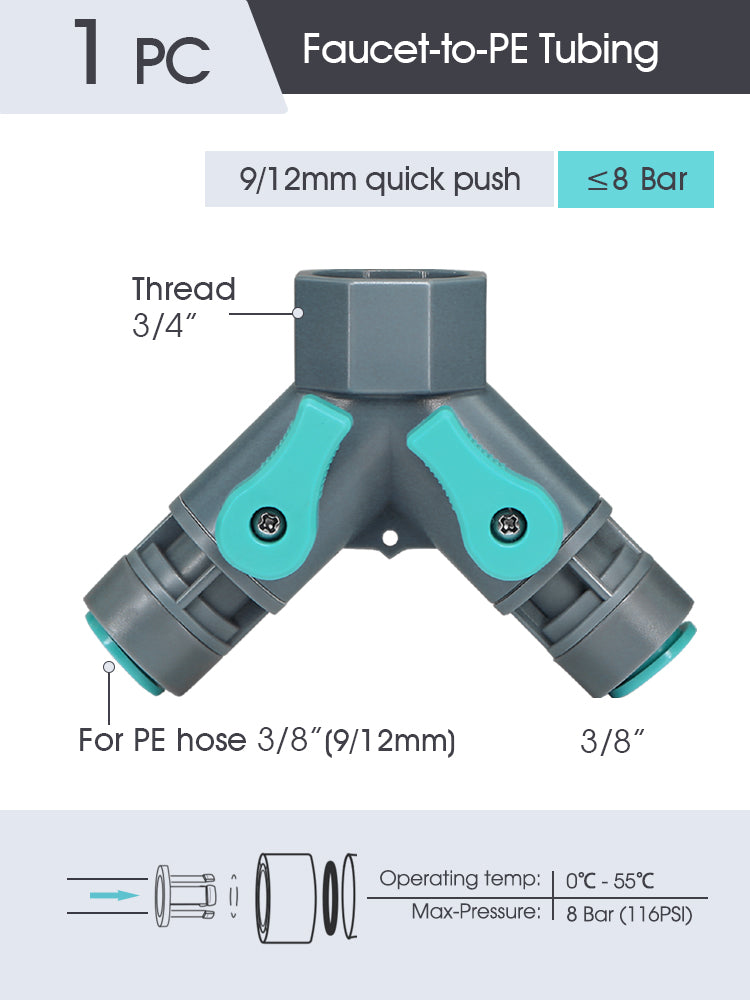 N254 3/8'' (9/12mm) PE Tubing Fittings