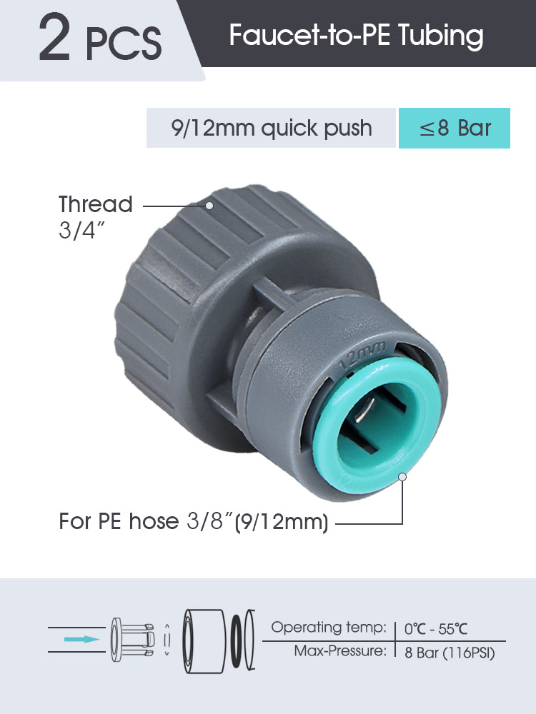 N254 3/8'' (9/12mm) PE Tubing Fittings