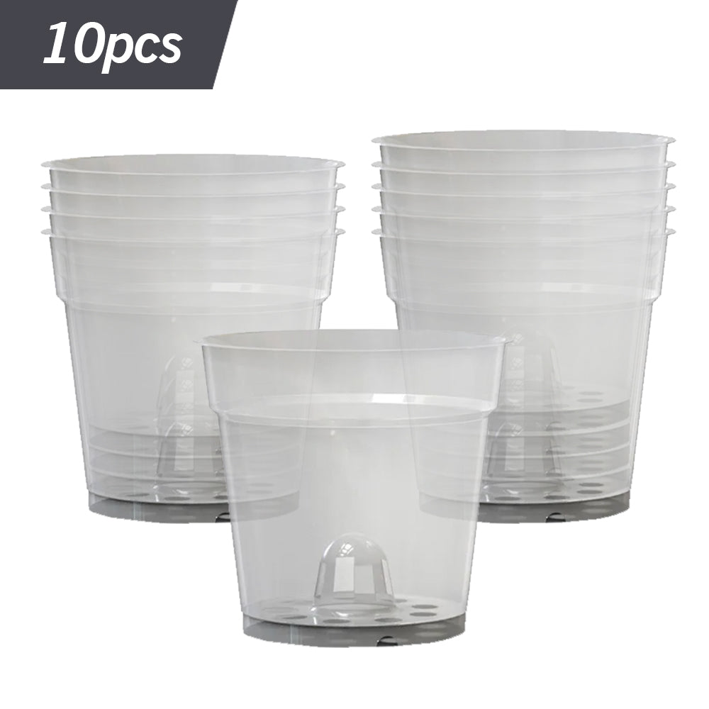 Transparent Hard Flower Pots with Holes, Pack of 10