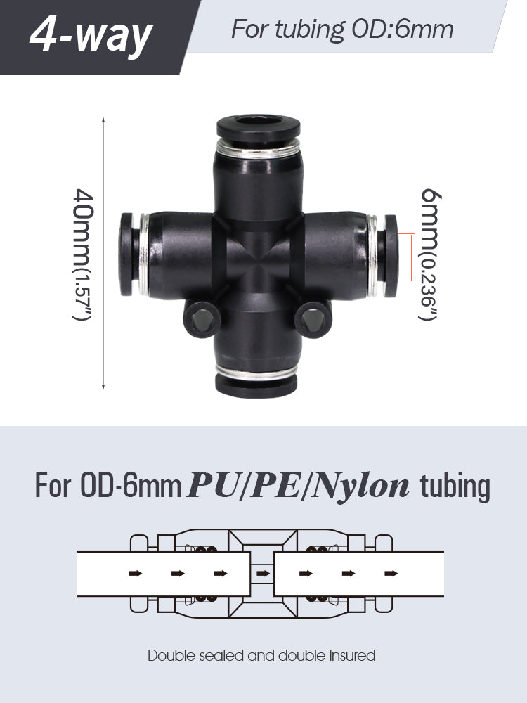 N262 1/4'' (4/6MM) PE / PU Tubing Fittings