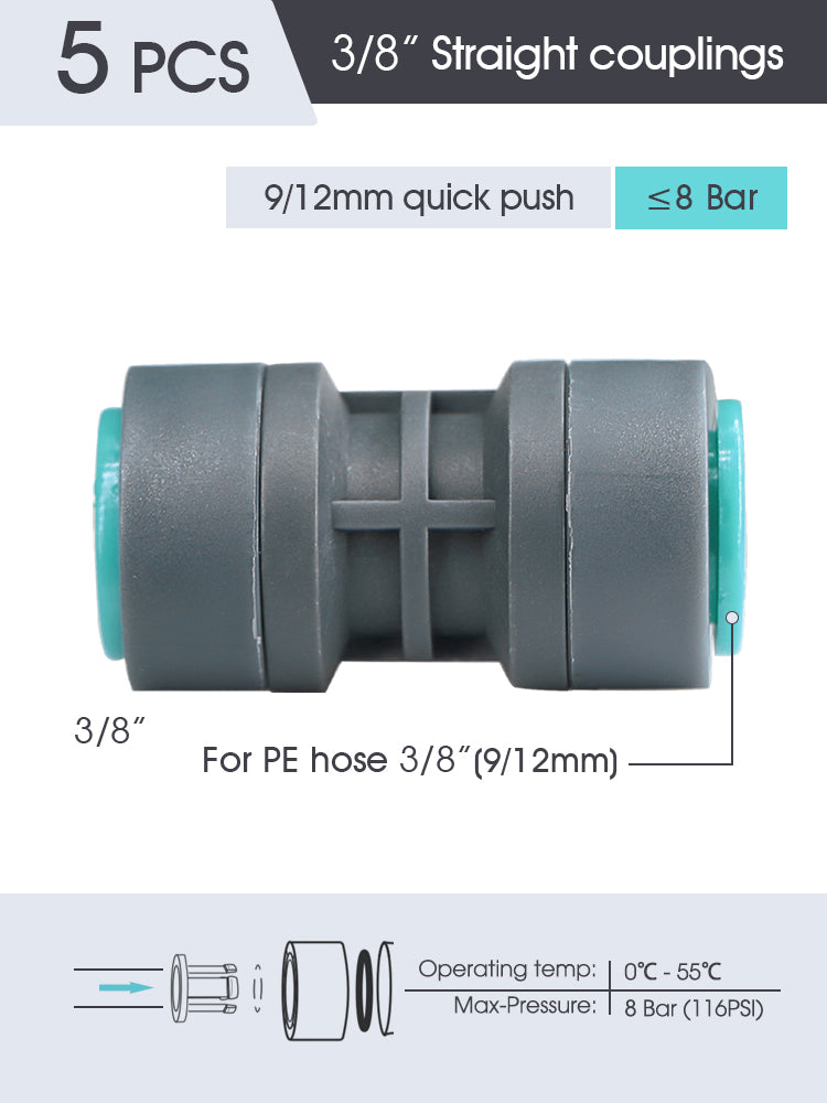 N254 3/8'' (9/12mm) PE Tubing Fittings