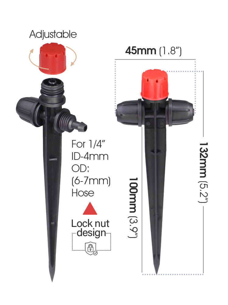 N360 Stake Sprinkler, Dual Secure Lock Nuts