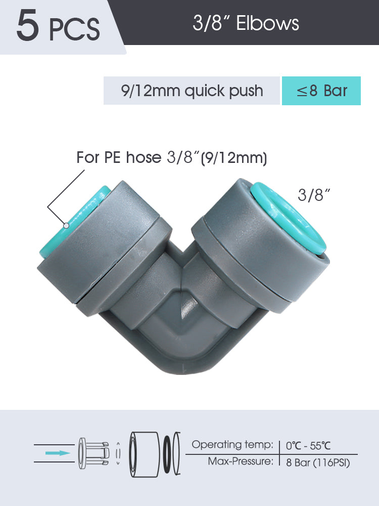 N254 3/8'' (9/12mm) PE Tubing Fittings